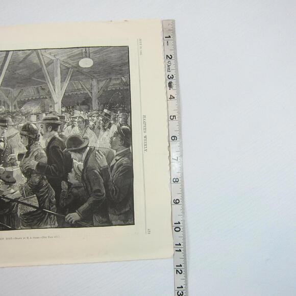 Antique 1882 Print On the Iron Pier, Coney Island Henry A. Ogden Harper’s Weekly - Picture 11 of 12